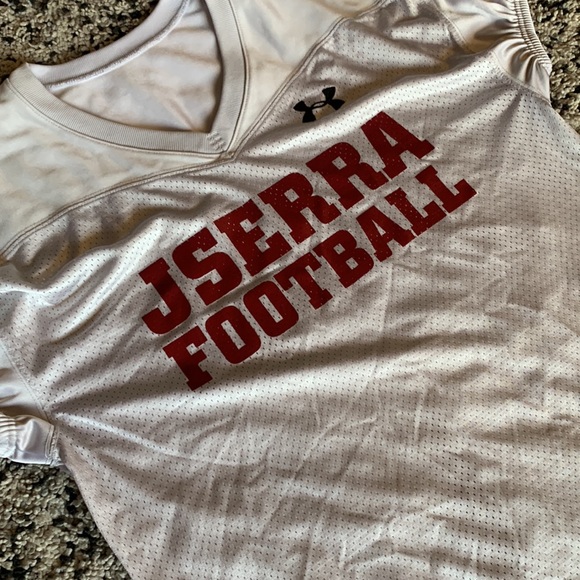 Under Armour J SERRA Highschool Football Jersey White Scrunch Sleeves Size XL - Picture 6 of 11